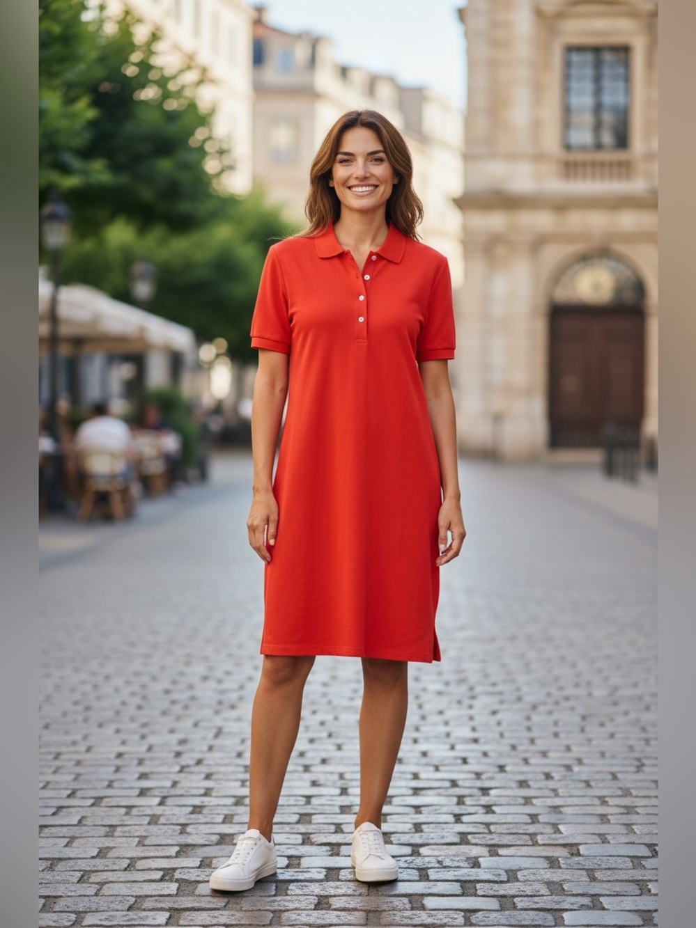J Crew Factory Womens Size XS Short Sleeve Polo Shirt Dress Orange Red Preppy